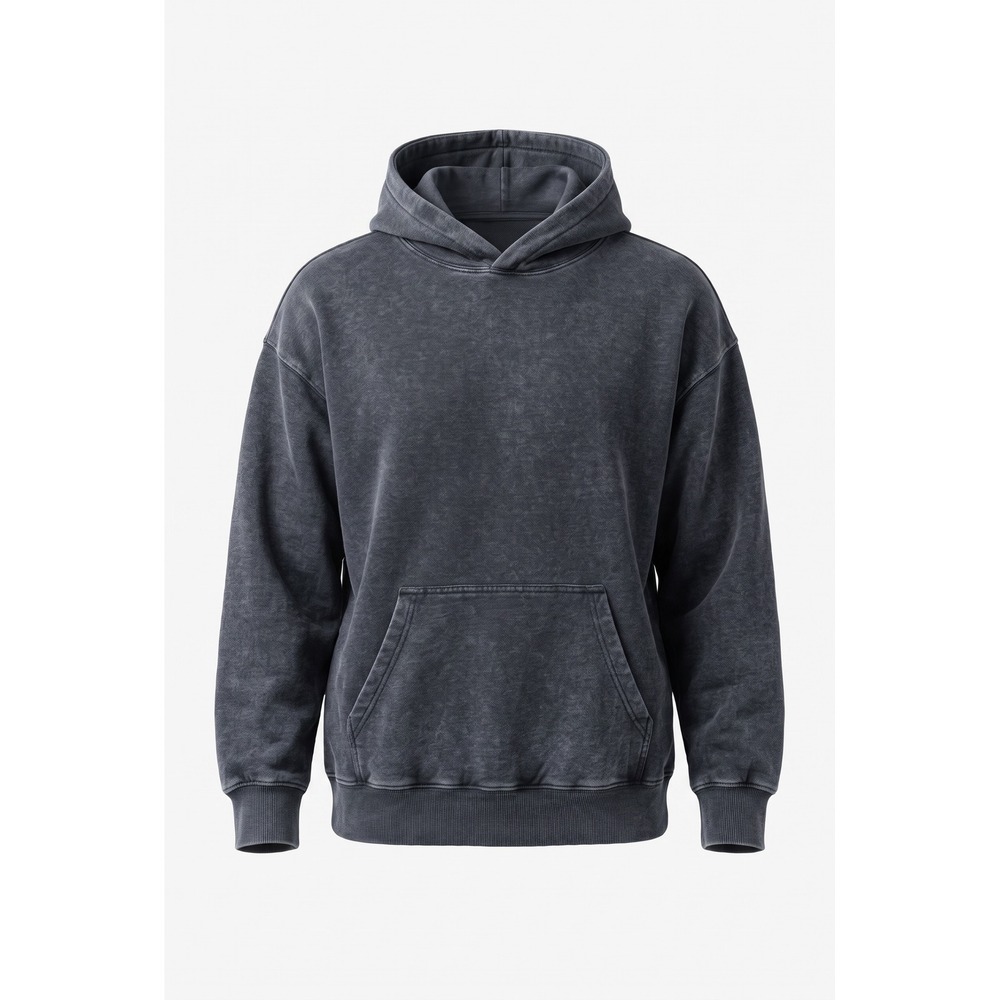 Unbrandedโ Acid Wash Oversized Hoodie Charcoal Grey Cotton Blend Streetwear